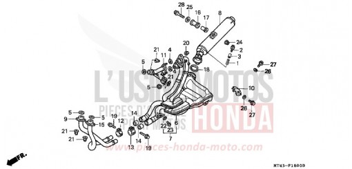 SILENCIEUX D'ECHAPPEMENT (VFR750FL/FM/FN/FP) VFR750FN de 1992